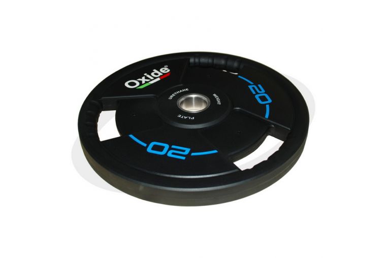 Диск олимпийский Oxide Fitness OWP02 D50мм полиуретановый, с 3-мя хватами, черный 20кг. фото 7