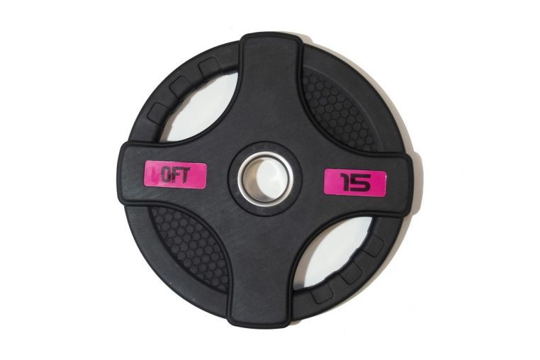 Диск олимпийский обрезиненный Original Fit.Tools с двумя хватами 15 кг FT-2HGP-15 черный 