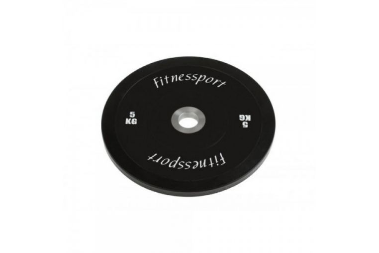 Бамперный диск для кроссфита Fitnessport (черный) 5 кг. 