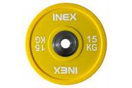 Олимпийский диск в уретане 15кг Inex PU Bumper Plate TF-P2100-15 желтый\белый