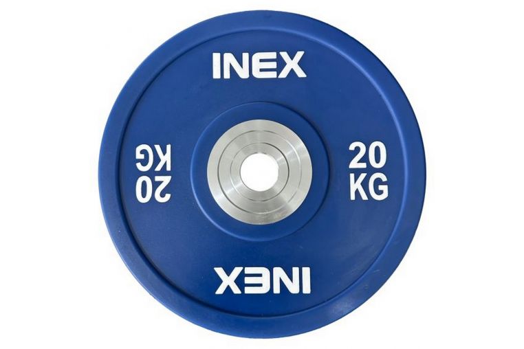 Олимпийский диск в уретане 20кг Inex PU Bumper Plate TF-P2100-20 синий\белый 