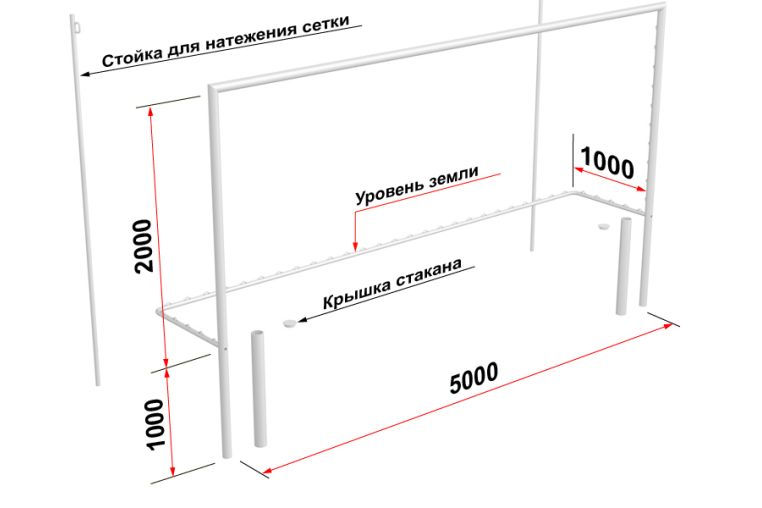 Ворота футбольные стационарные 2х5м Glav 15.105 шт 