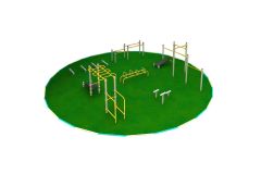 Овальная площадка для воркаута №4. Уровень - район. 124 кв.м. Hercules W-1.8.6 3987