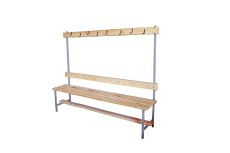 Скамейка для раздевалки с вешалкой 150 см сиденье из дерева Dinamika ZSO-002191