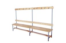Скамейка для раздевалки с вешалкой 200 см сиденье из дерева Dinamika ZSO-002192