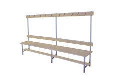 Скамейка для раздевалки с вешалкой 200 см сиденье из фанеры Dinamika ZSO-002195