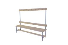 Скамейка для раздевалки с вешалкой 150 см сиденье из фанеры Dinamika ZSO-002194