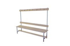 Скамейка для раздевалки с вешалкой 150 см сиденье из фанеры Dinamika ZSO-002194