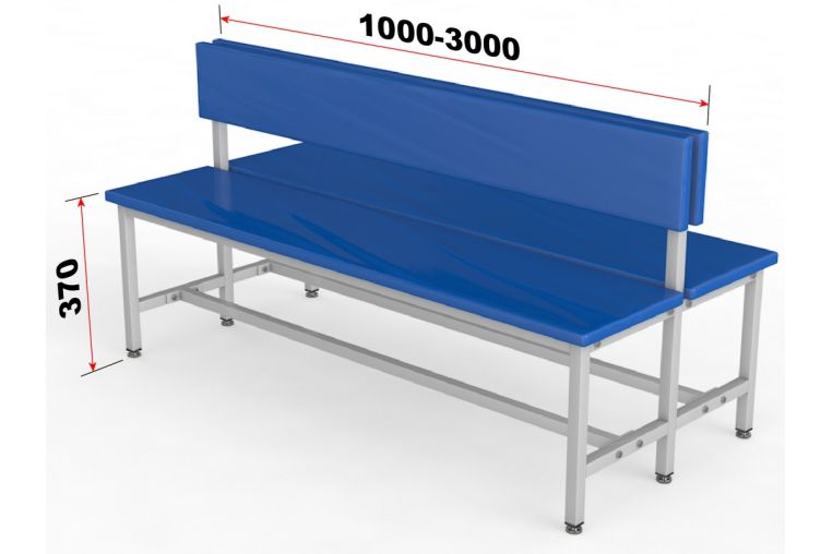Скамейка для раздевалки со спинкой, двухсторонняя, мягкая, 100см Glav 10.4000-1000 фото 1