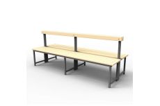Скамейка для раздевалок со спинкой, двойная (пластик 30 мм) 150x70х80см Gefest SRSD 150/75/80