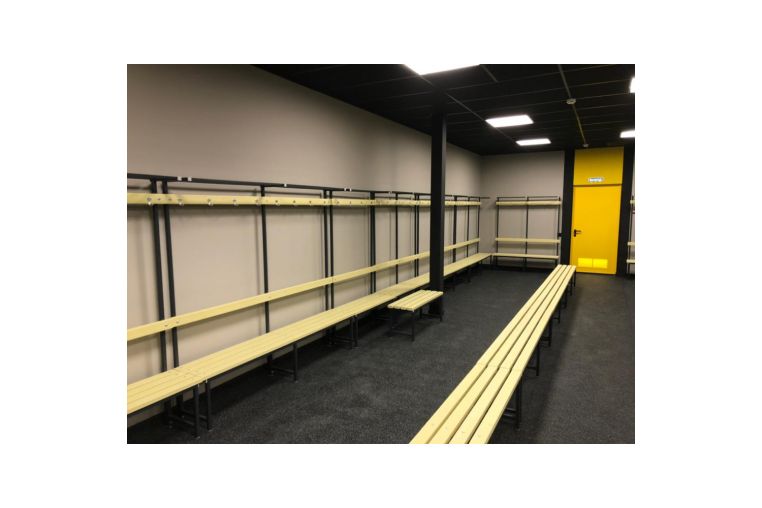 Скамейка для раздевалок с вешалкой и полкой (пластик 30 мм) 150x36х182см Gefest SRVP 150/40/182 фото 4