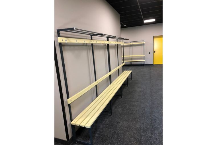 Скамейка для раздевалок с вешалкой и полкой (пластик 30 мм) 150x36х182см Gefest SRVP 150/40/182 фото 5