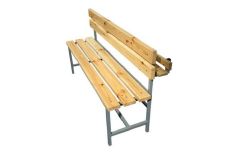Скамейка для раздевалок со спинкой и лотком, 150 см Spektr Sport цельная