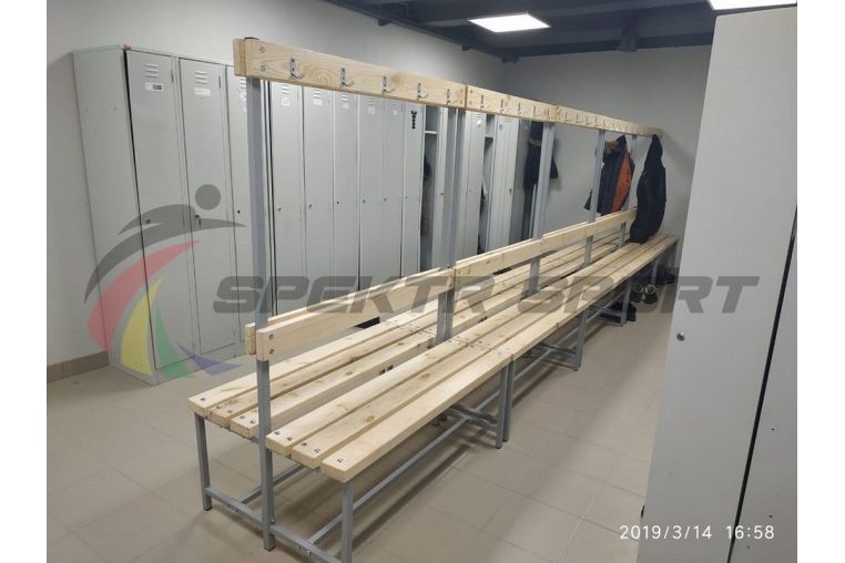 Скамейка с вешалкой для раздевалок двухсторонняя, 120 см Spektr Sport разборная фото 2