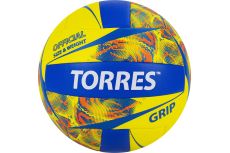 Мяч волейбольный Torres Grip Y V32185, р.5, синт.кожа (ТПУ), маш. сшивка, бут.камера,желто-синий