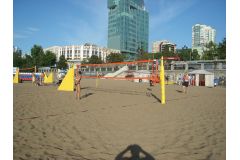Стойки для пляжного волейбола с механизмом натяжения в комплекте с протекторами и монтажными деревянными брусками ФСИ 8477