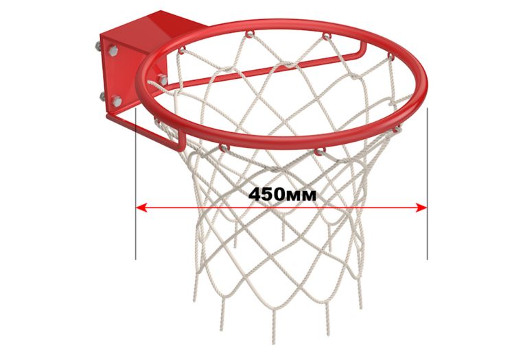Кольцо баскетбольное массовое Glav D450 мм c сеткой 01.300 фото 2