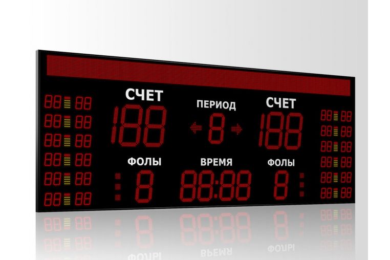 Табло для баскетбола Импульс 735-D35x6-D27x7-S16x320xP10-L12xD10x4-L12xS5-S6-A2 