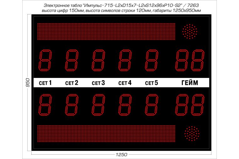 Табло для тенниса Импульс 715-L2xD15x7-L2xS12x96xP10-S2 фото 1
