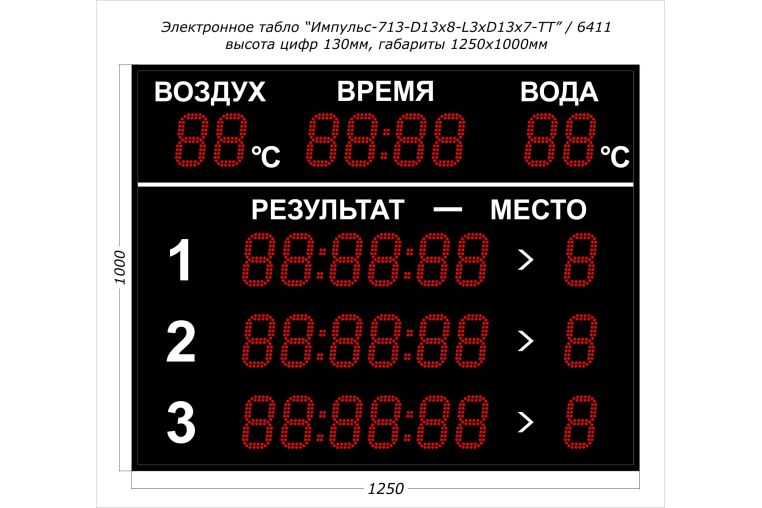 Табло для плавания Импульс 713-D13x8-L3xD13x7-T-T2 фото 1