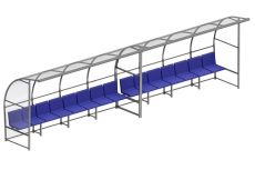 Скамейка для запасных игроков с навесом на 15 посадочных мест SportWerk SpW-SZ-15C