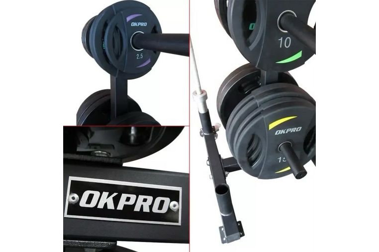 Стойка для олимпийских дисков и грифов мобильная OKPRO OK0036C фото 4