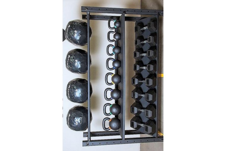 Модульный стеллаж Spektr Sport для гантелей, гирь и медболов 258х43х120 (2 секции) фото 5